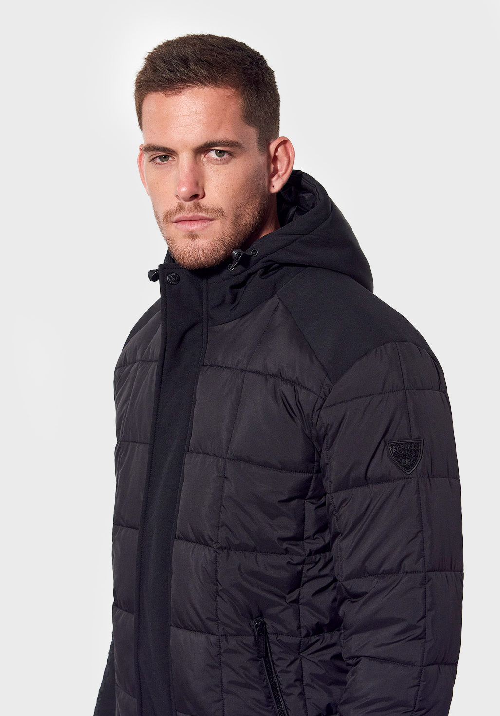 Men's regular black hooded jacket Bak - Kaporal