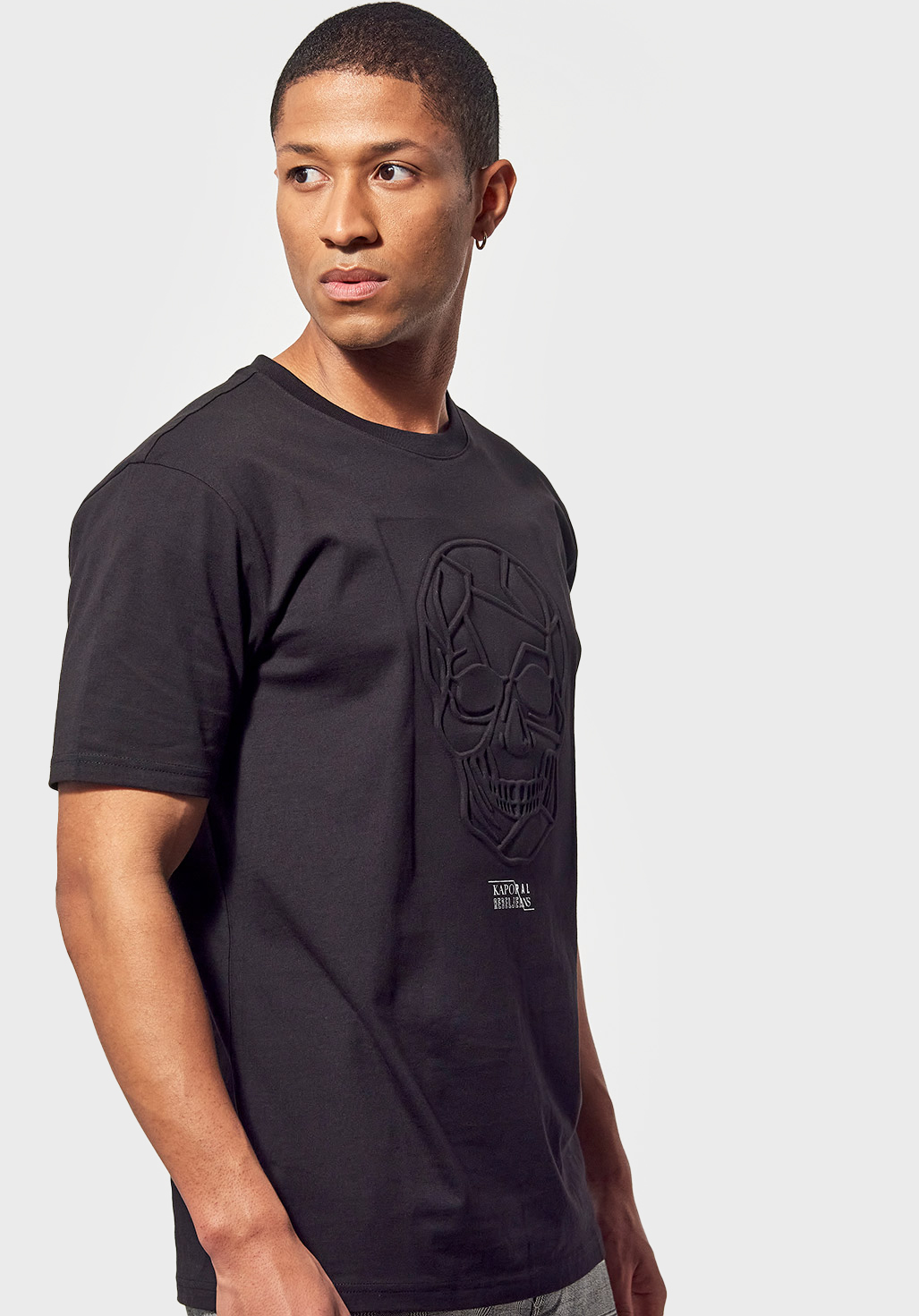 Kaporal T-Shirt Régular Noir Avec Imprimé Tête De Mort En 100% Coton Barry  Black