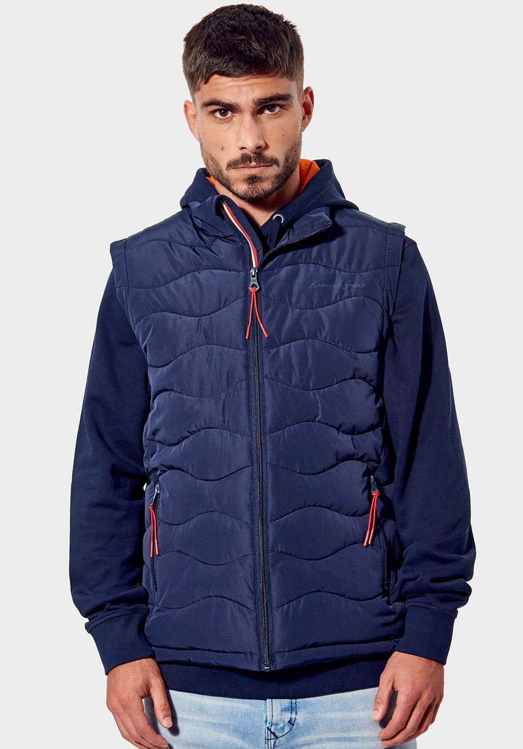 Men's blue sleeveless regular down jacket Brock - Kaporal