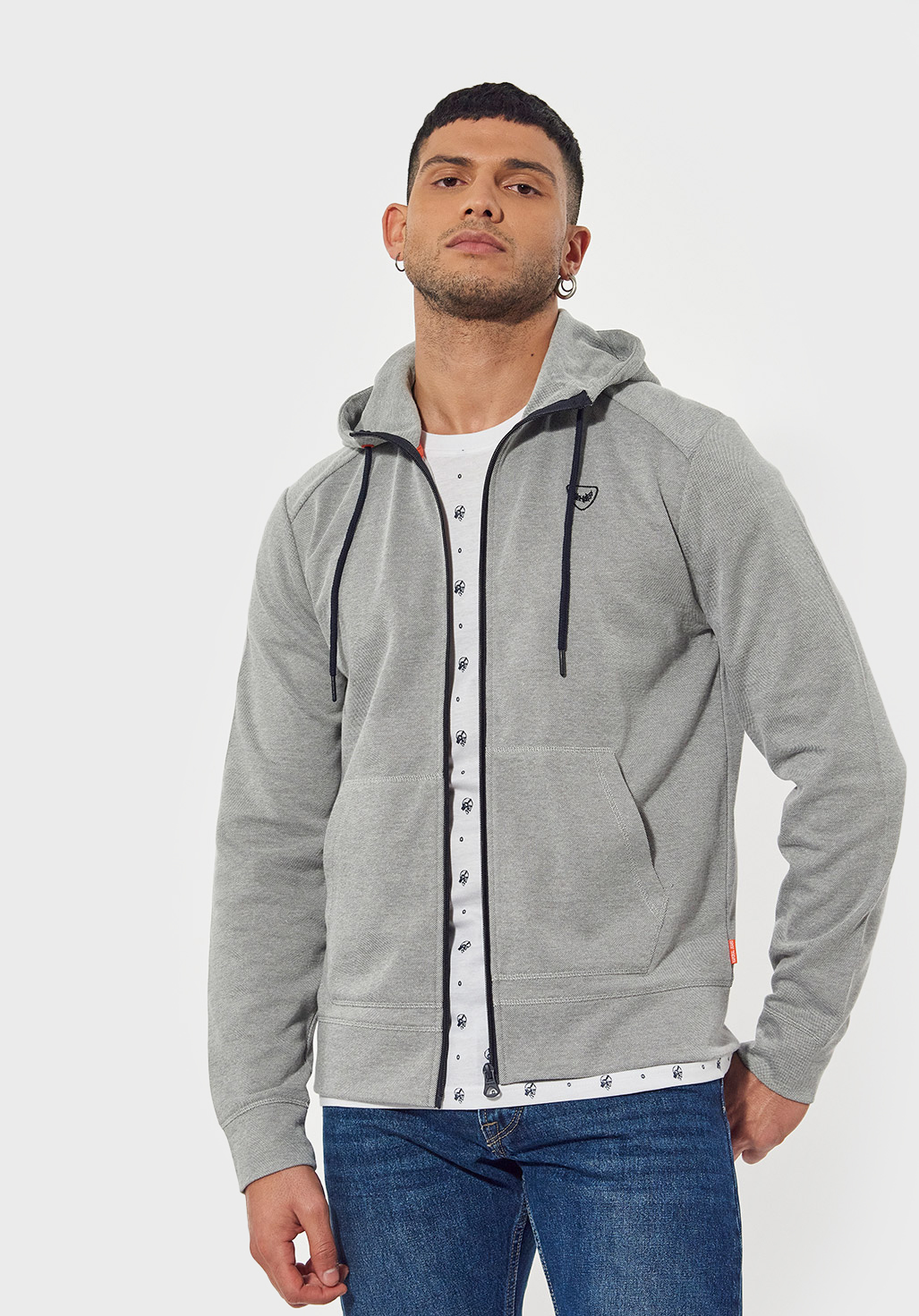 Men's grey regular-fit zip-up hoody Keth - Kaporal