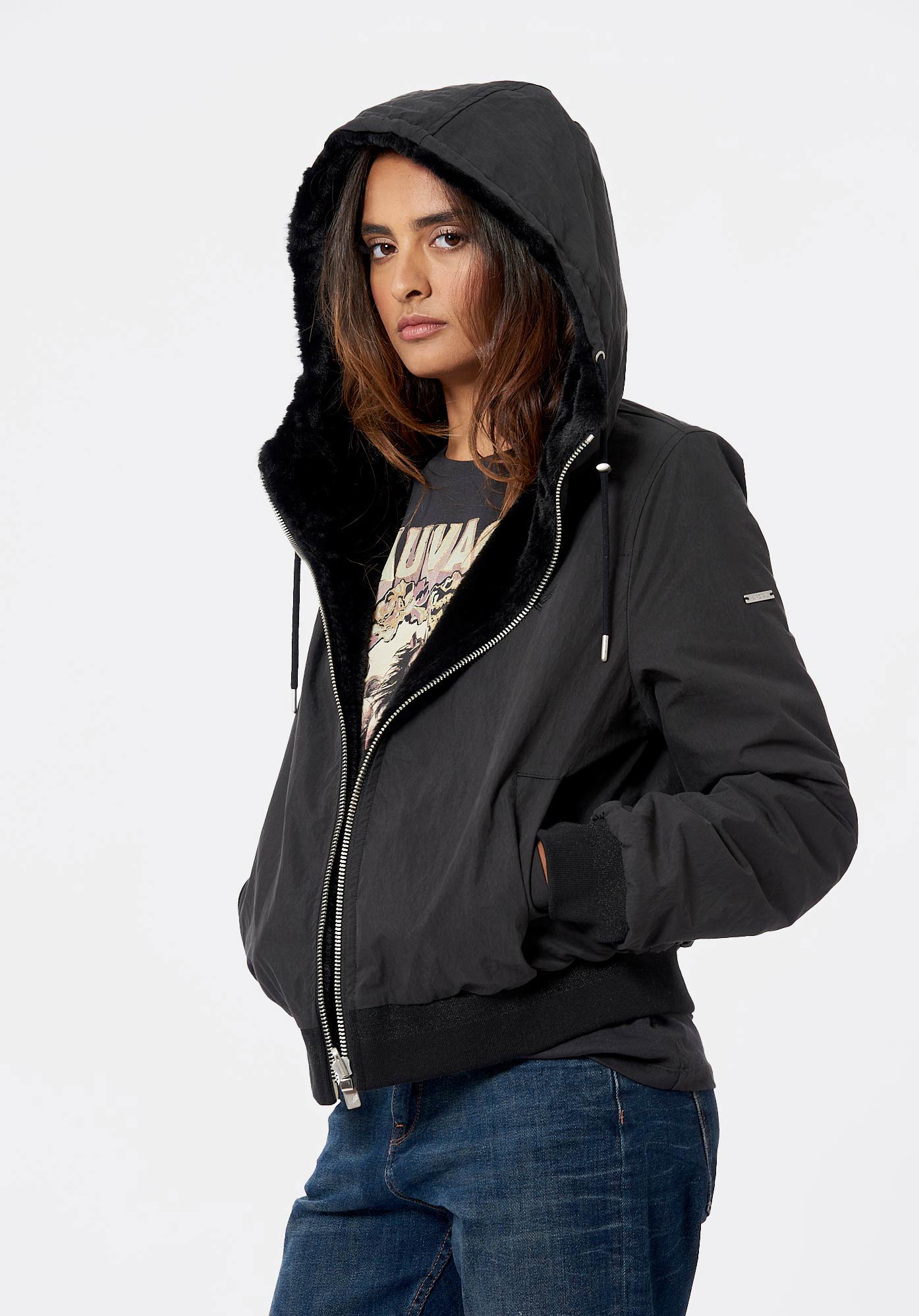 Women's black reversible jacket Dida - Kaporal