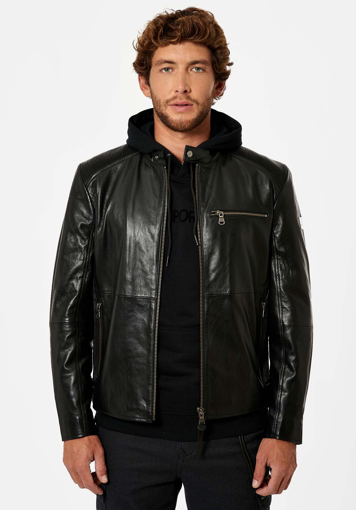 Men's black leather jacket Soda - Kaporal