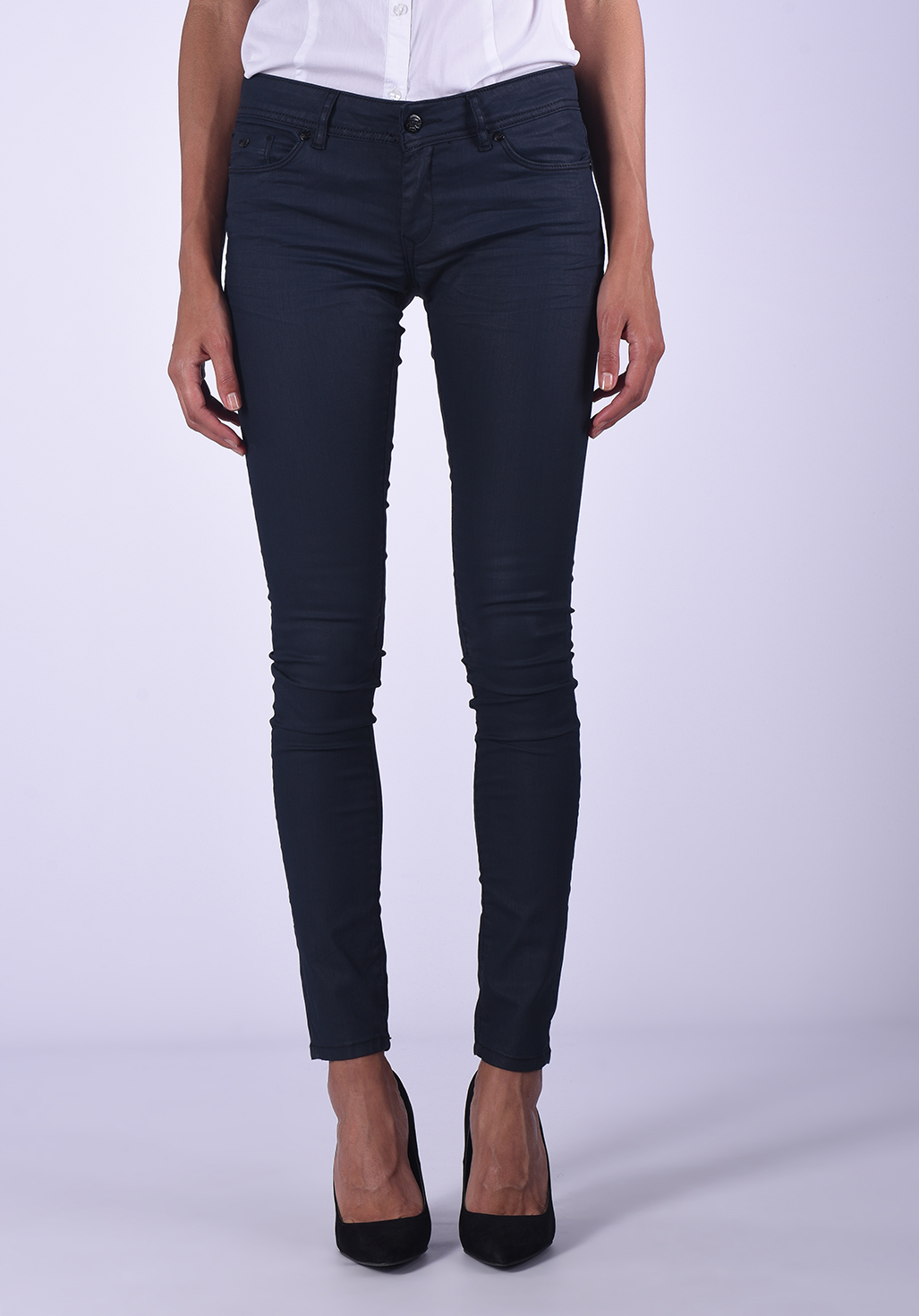 Coated dark blue jeans, push-up style Loka - Kaporal