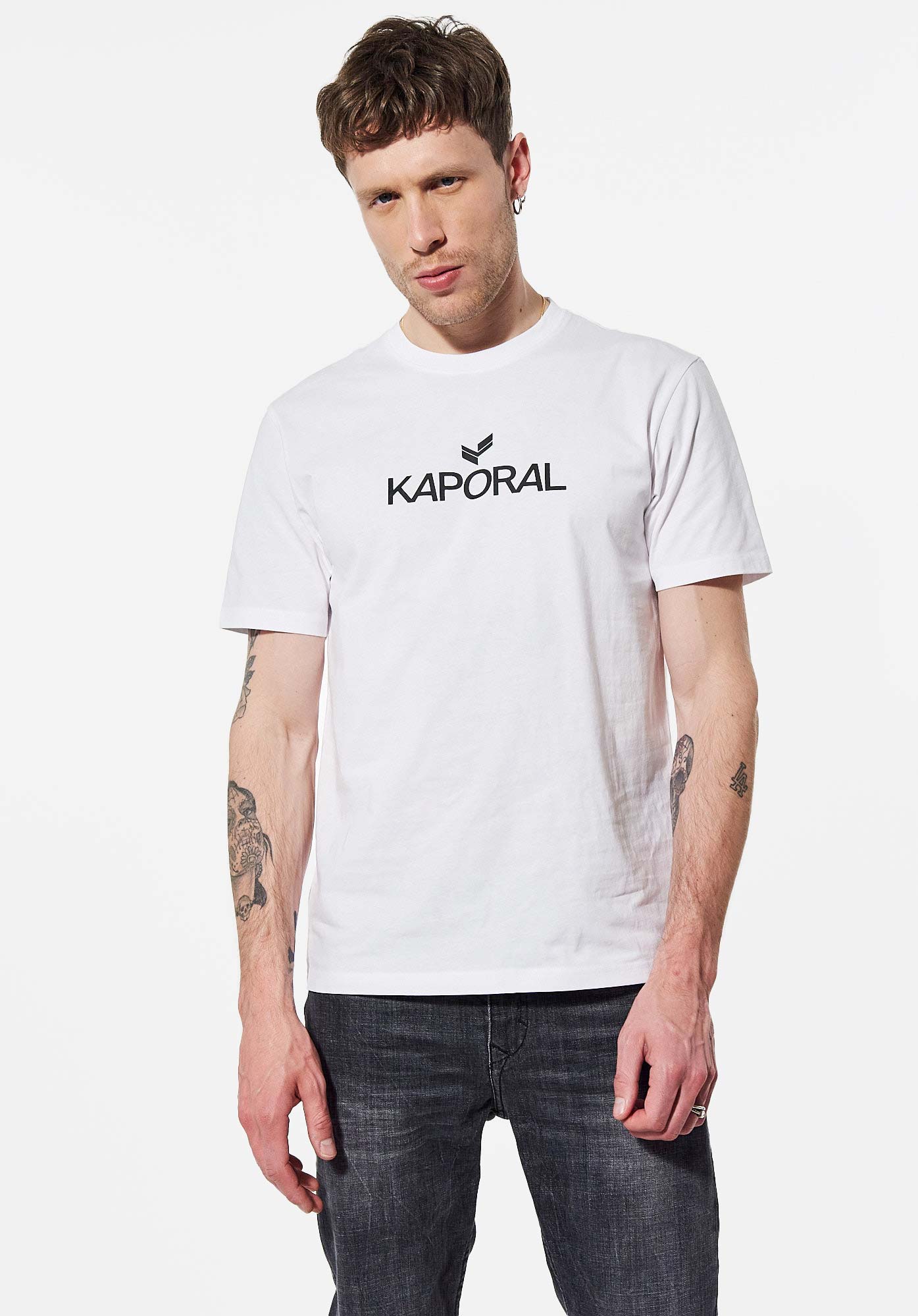 T-shirt blanc tête de mort Homme en 100% coton bio Paint - Kaporal